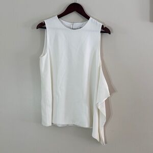 MaxMara Caledo Asymmetric Crepe Top in White Size M